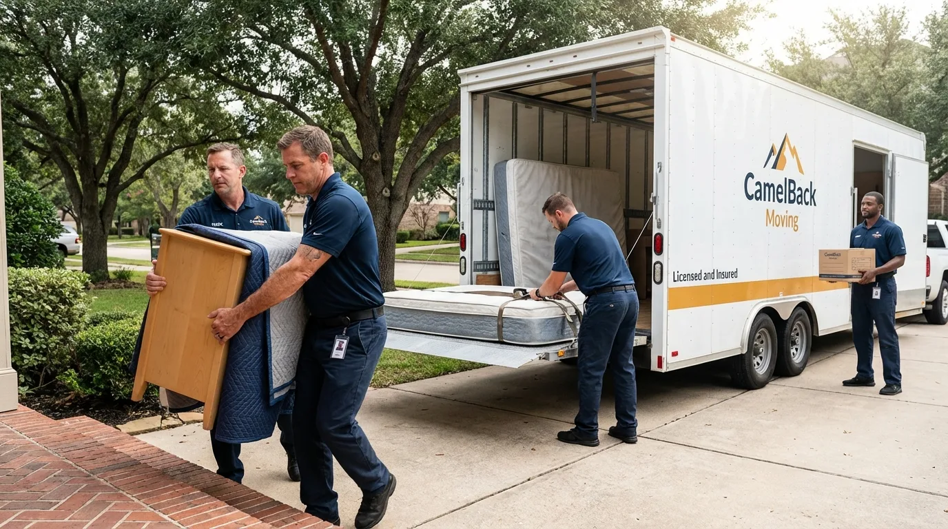 Crew loading residential truck for cross-state move from Halifax, MA